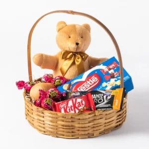 Cesta de Flores, Pelúcia e Chocolate